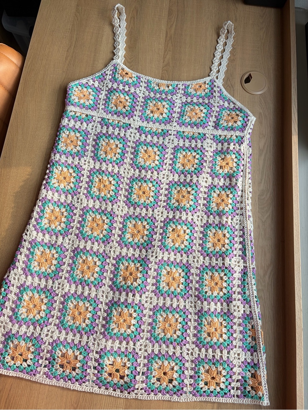 Zara Crochet Granny Square Mini Dress Portia White Lotus Dress 🌸✨ - Picture 1 of 7
